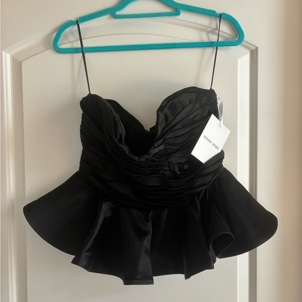 Ronny Kobo Collection Black Peplum Top